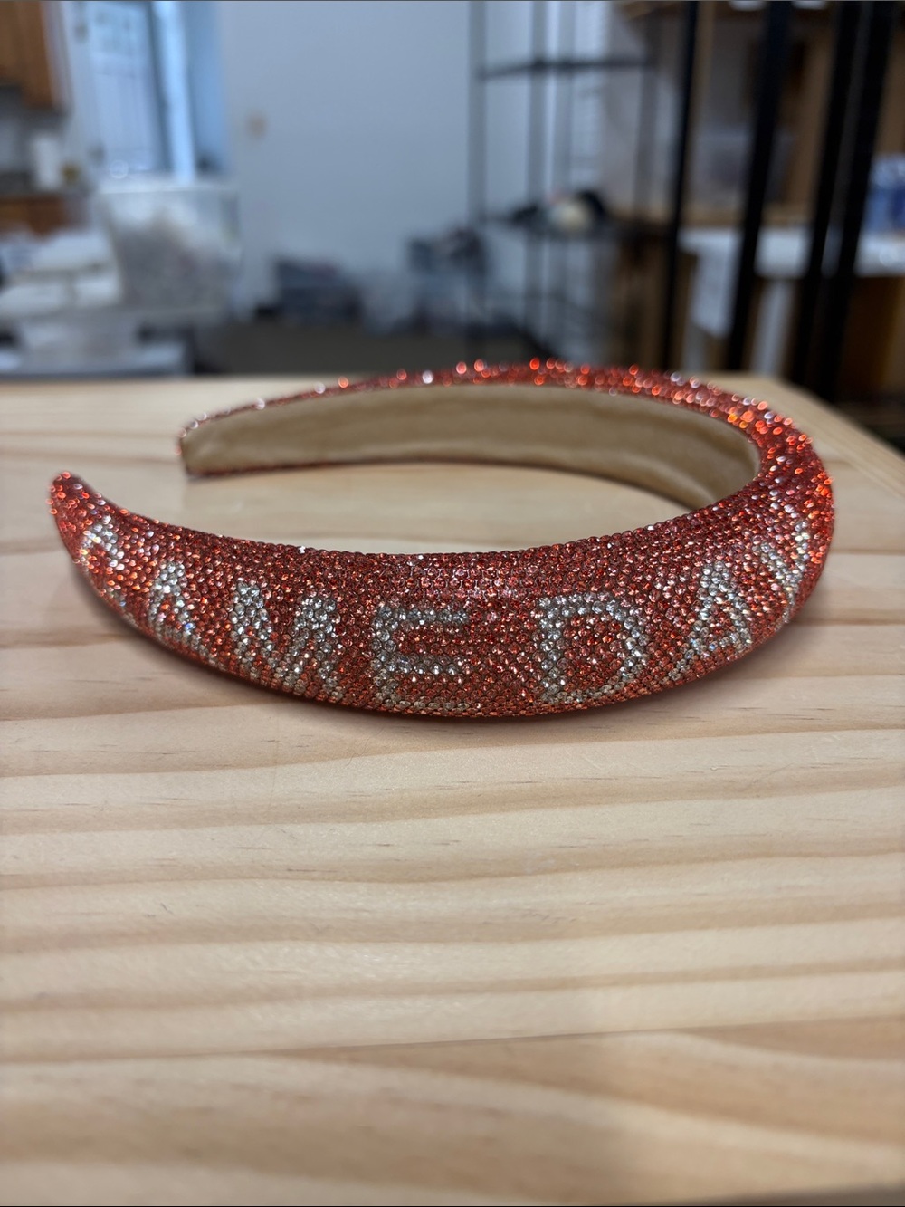 Padded Crystal Headband in Sparkling Orange